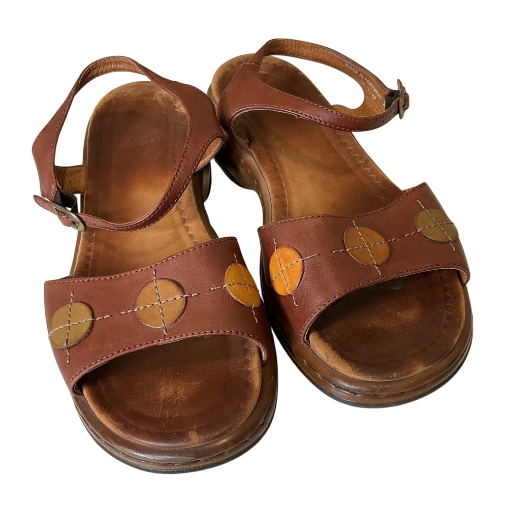 Dansko Bown Leather Sandals Walking Comfort Portugal Boho Granola Goblincore 39